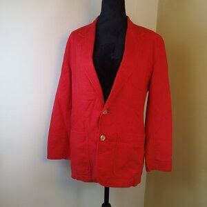 Vintage 80s Liz Wear Petite Red Linen Blend Blazer SZ 4P Office Costumer
